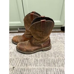Ariat Mens Mid Leather Boots Pull-On Safety Toe ASTM EH 10014214 Brown Size 9EE